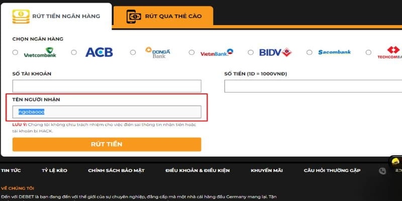 Làm thế nào để rút tiền DEBET? Quy trình 6 bước cụ thể